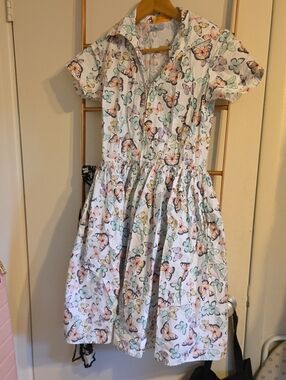 Bernie Dexter White Butterfly Print Kelly Dress